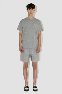 FLANEUR HOMME EMBROIDERED SIGNATURE TSHIRT IN HEATHER GREY